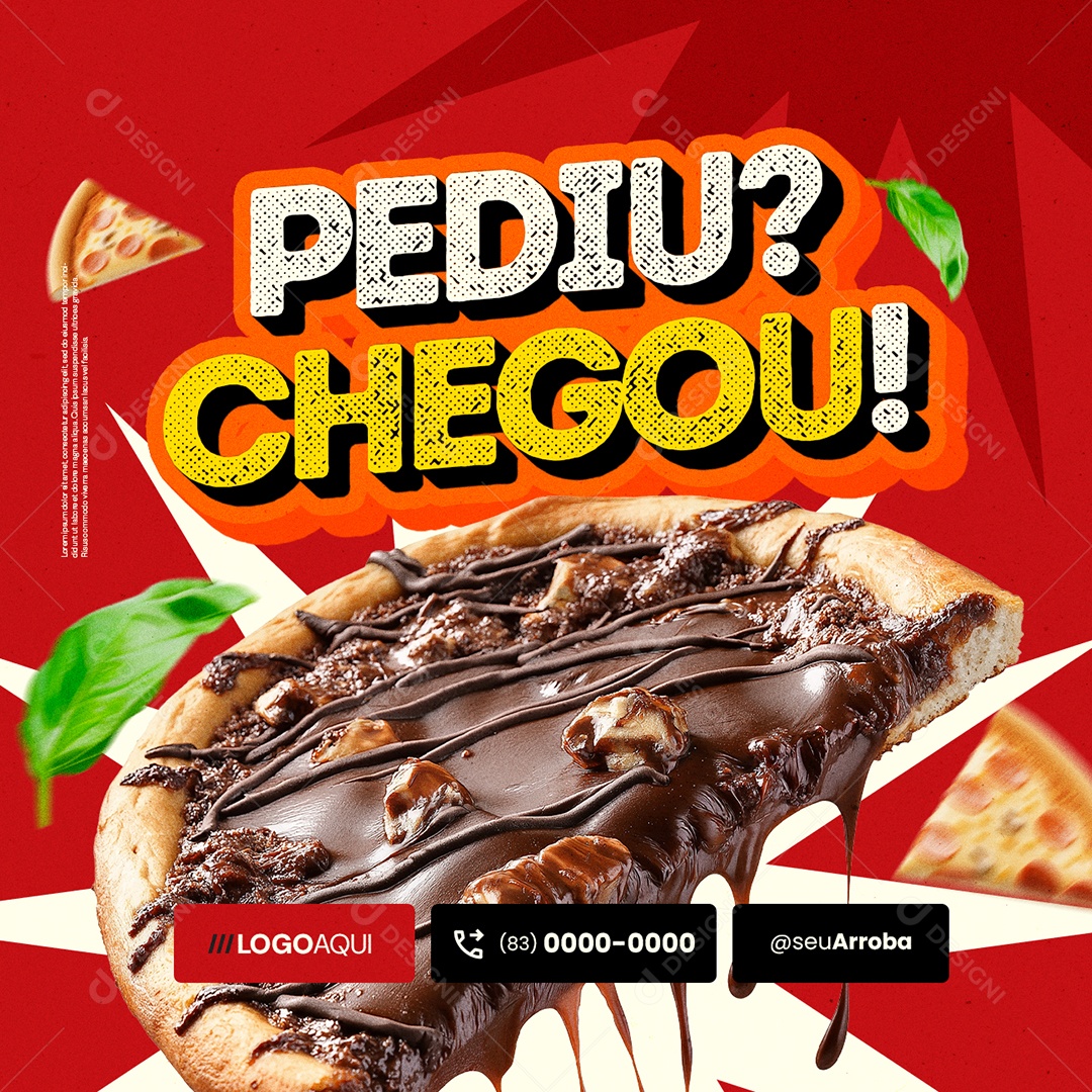 Pizzaria Pizza Doce Pediu Chegou Social Media PSD Editável