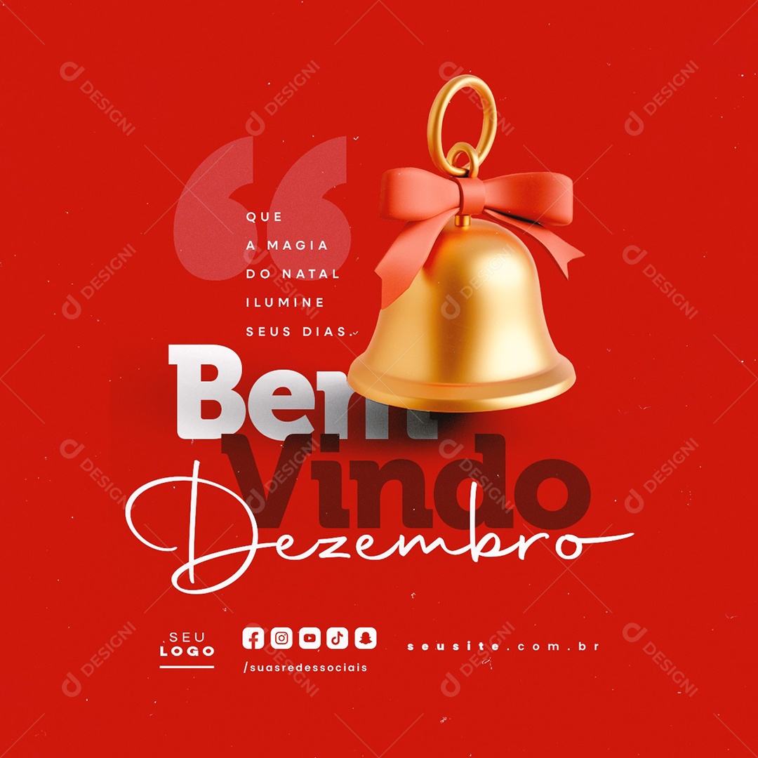 Bem Vindo Dezembro Que a Magia do Natal Ilumine seus Dias Social Media PSD Editável