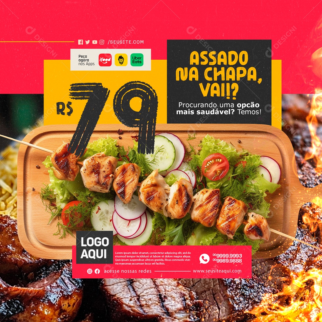 Grill Roast in Chapa Vai Social Media PSD Editable