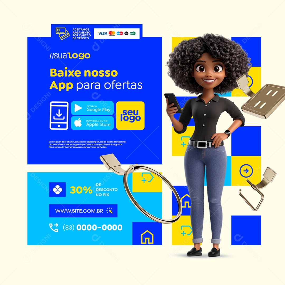 Construção Acessórios de Banheiro Baixe Nosso App Social Media PSD Editável