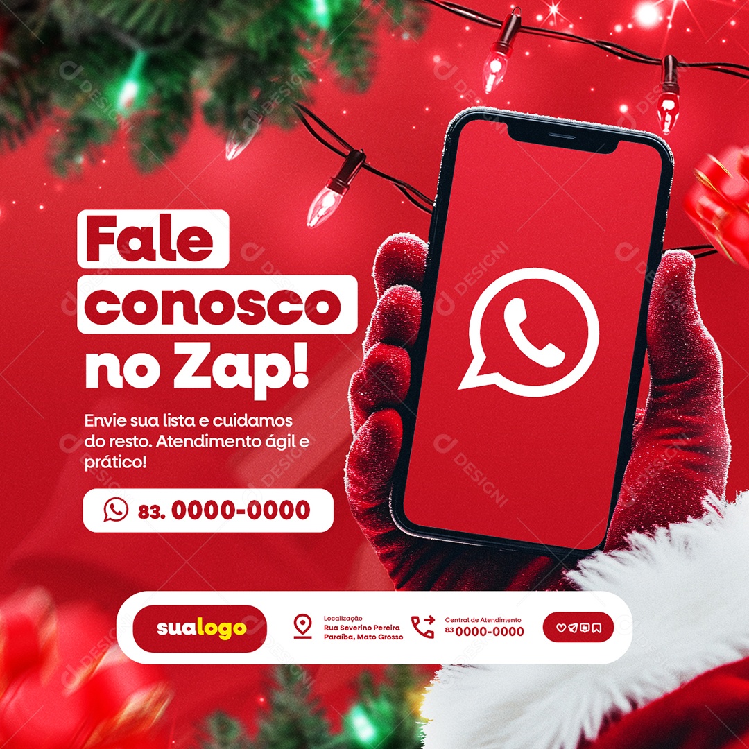 Farmácia Natal Fale Conosco no Zap Social Media PSD Editável