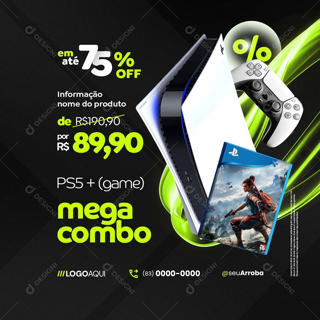 Black Friday Loja Games PS5 Game Social Media PSD Editável