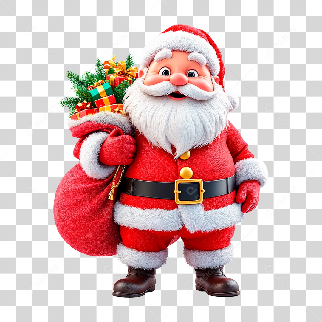 Ilustração 3D do Papai Noel PNG Transparente