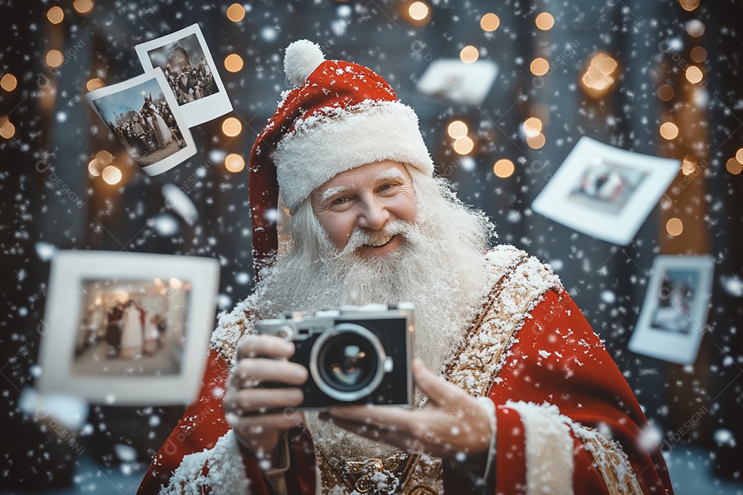 Santa Claus with photographing very happy outdoors