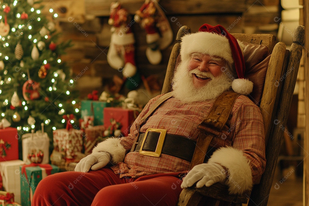 Happy Santa Claus sitting in a chair