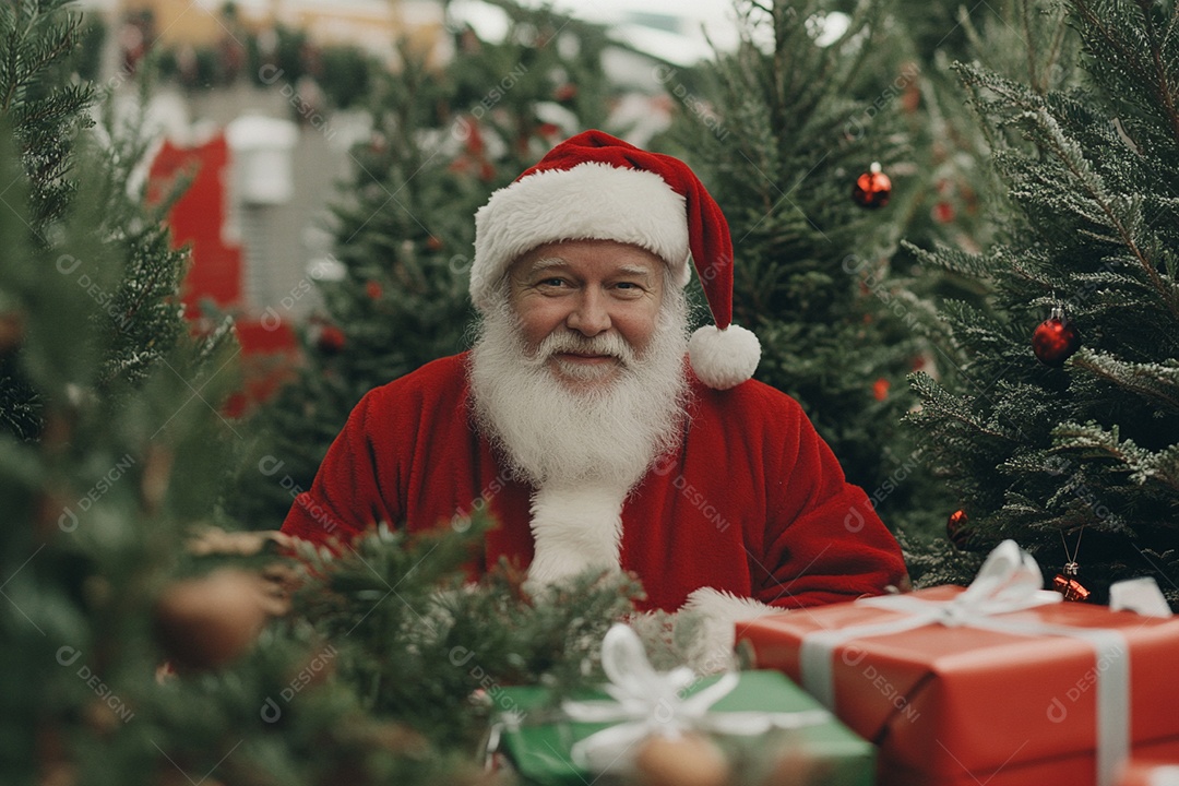 Papai noel com muitos presentes