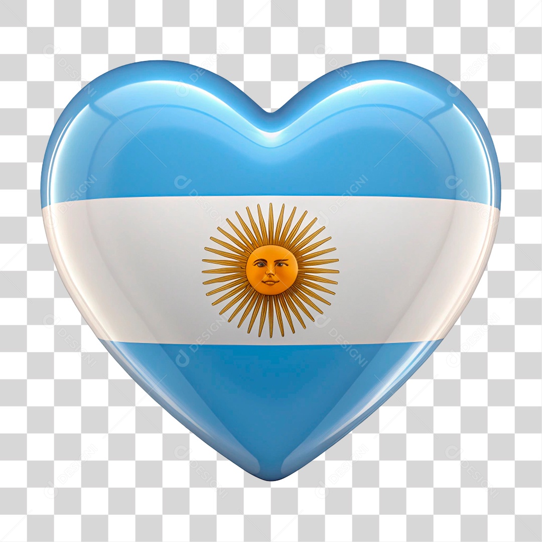 Heart In Colors Flag of Argentina PNG Transparent