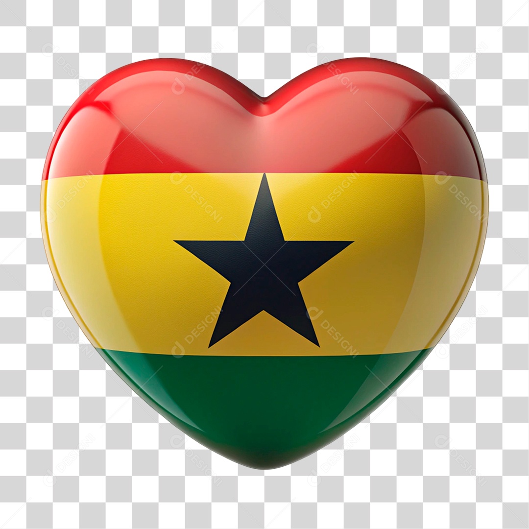 Heart in the Colors of the Flag of Ghana PNG Transparent