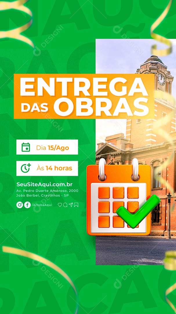 Story Prefeitura Inauguração Entrega das Obras Social Media PSD Editável