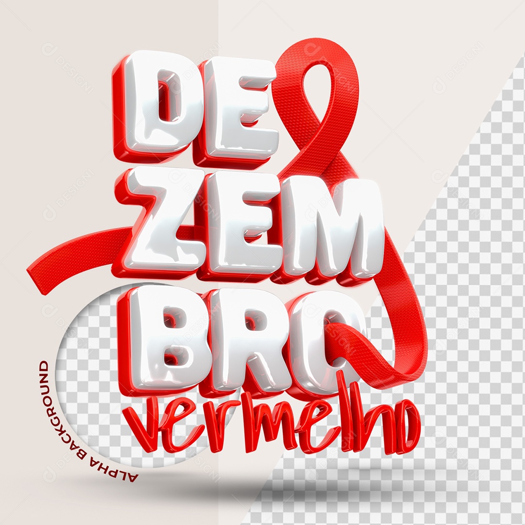 Dezembro Vermelho Selo 3D para Composição PSD