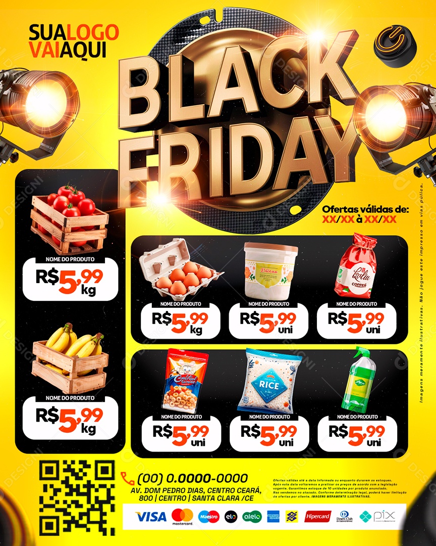 Tabloide Black Friday Supermercado Hortifruti Produtos Social Media PSD Editável