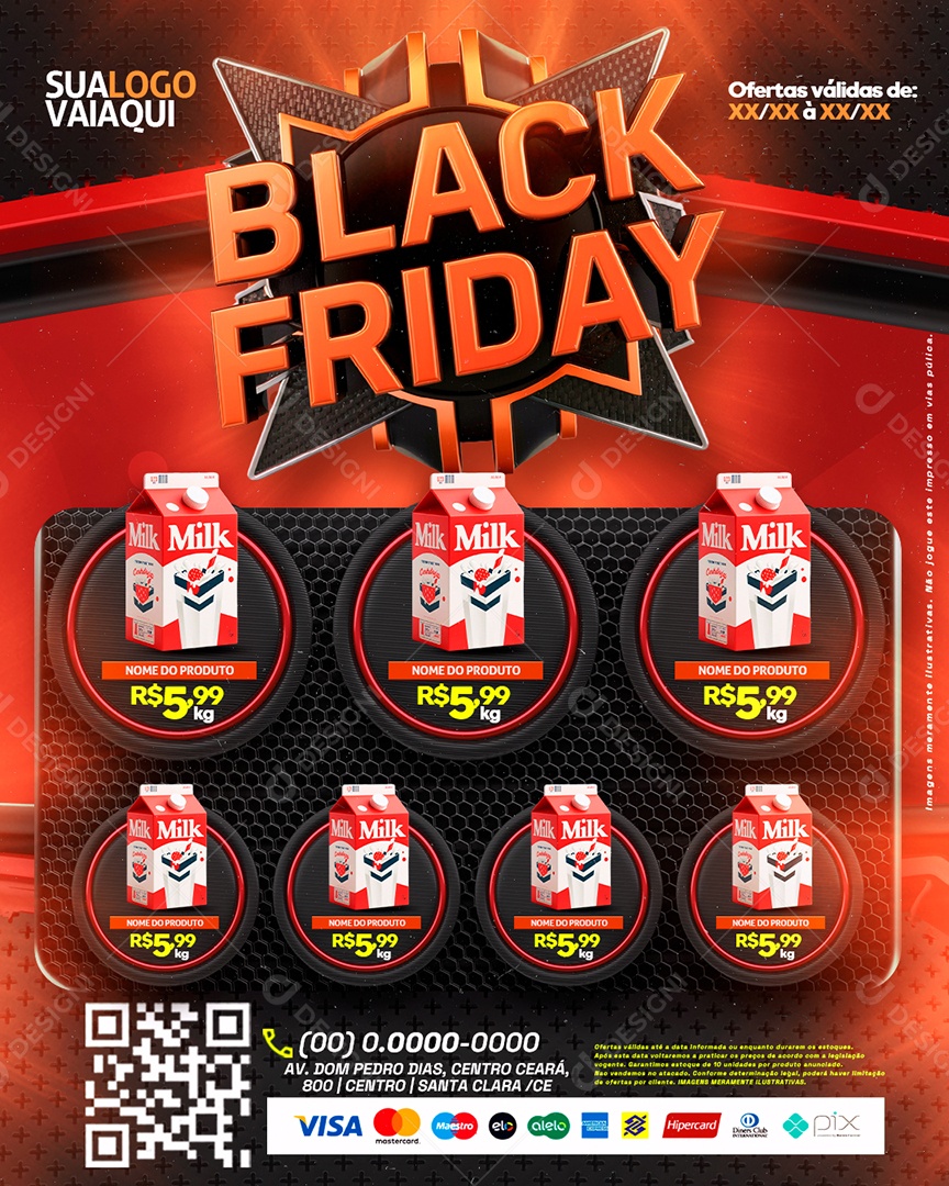 Tabloide Black Friday Supermercado Produtos Social Media PSD Editável