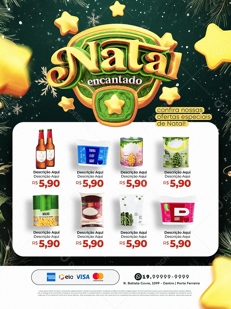 Natal Encantado Encarte Supermercado Produtos Social Media PSD Editável