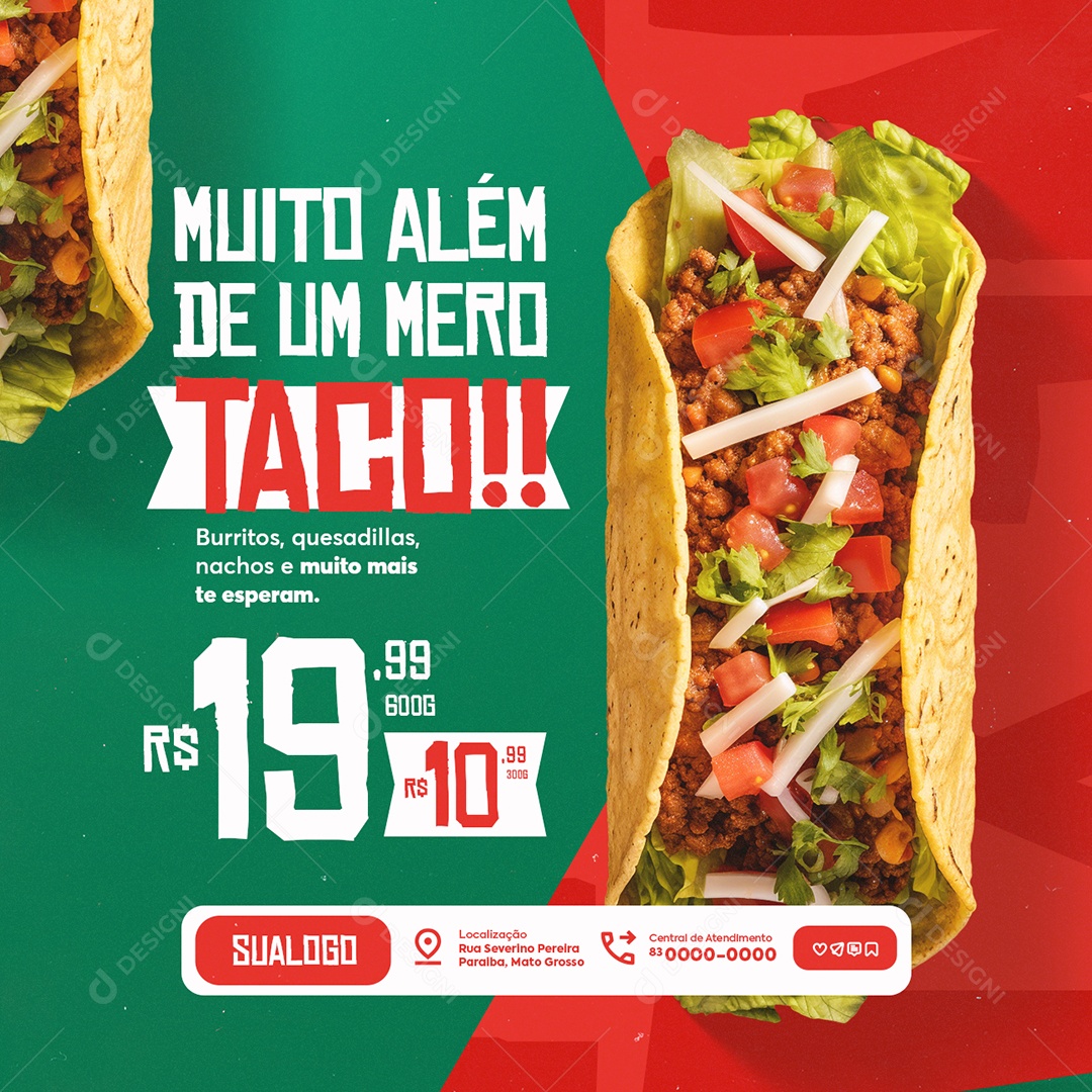 Restaurante Mexicano Muito Além de Um Mero Taco Social Media PSD Editável