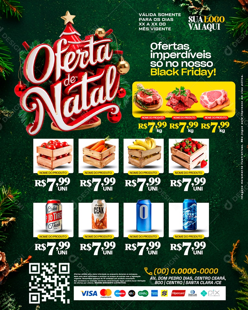 Tabloide Oferta de Natal Supermercado Produtos Social Media PSD Editável