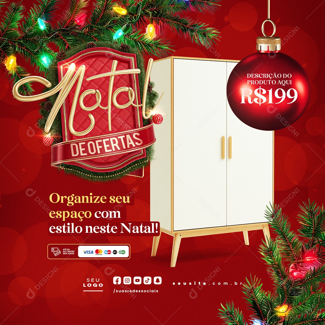 Loja de Móveis Armário Natal de Ofertas Social Media PSD Editável