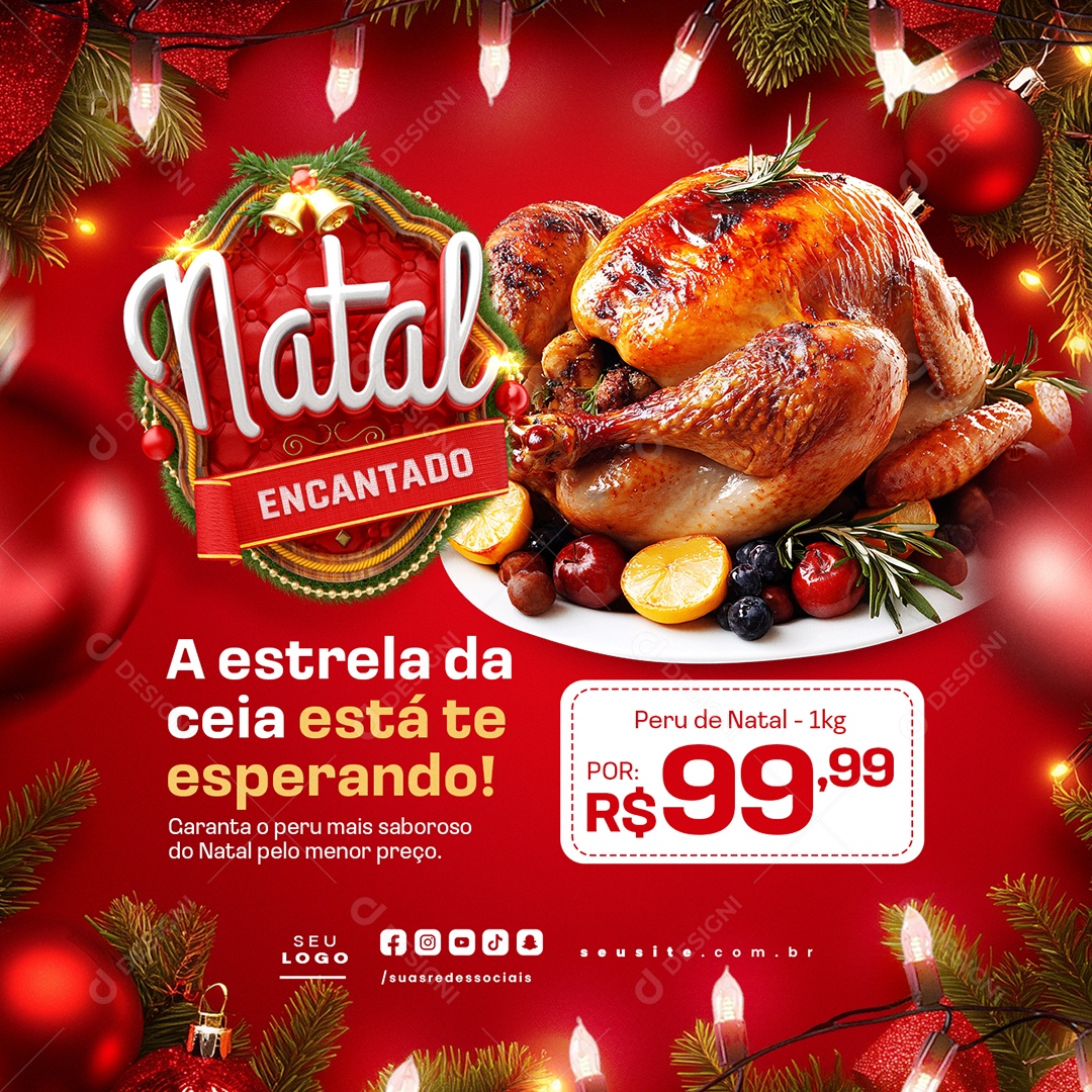 Supermercado Natal Encantado Social Media PSD Editável