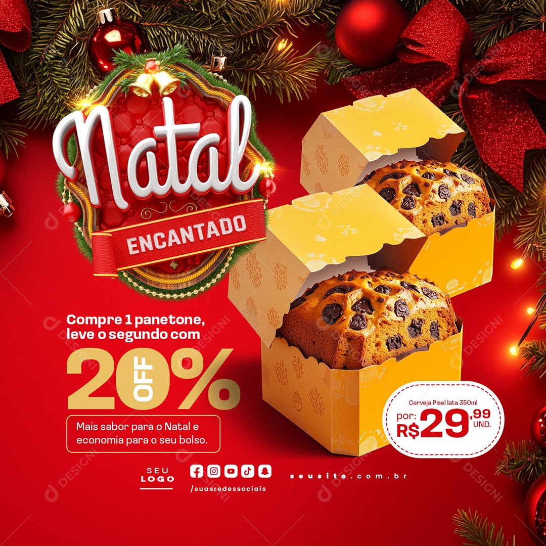 Christmas Supermarket Enchanted Panettone Social Media PSD Editable