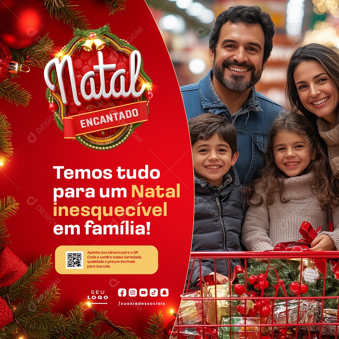 Supermercado Natal Encantado Social Media PSD Editável