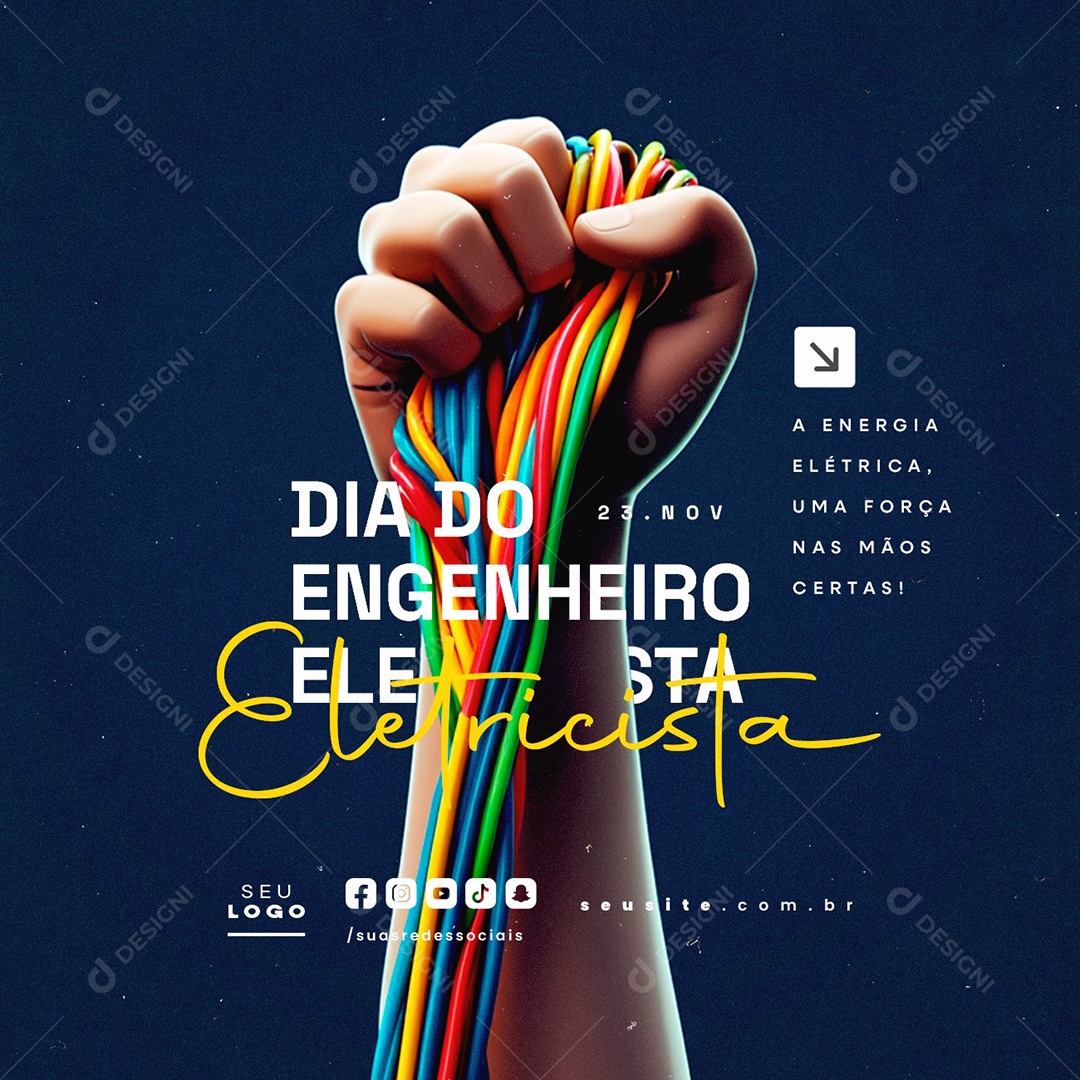 Dia do Engenheiro Eletricista 23 de Novembro Social Media PSD Editável