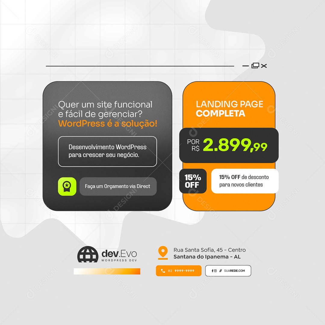 WordPress Landing Page Completa Social Media PSD Editável