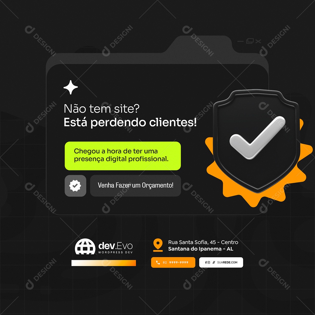 WordPress Não Tem Site Está Perdendo Clientes Social Media PSD Editável