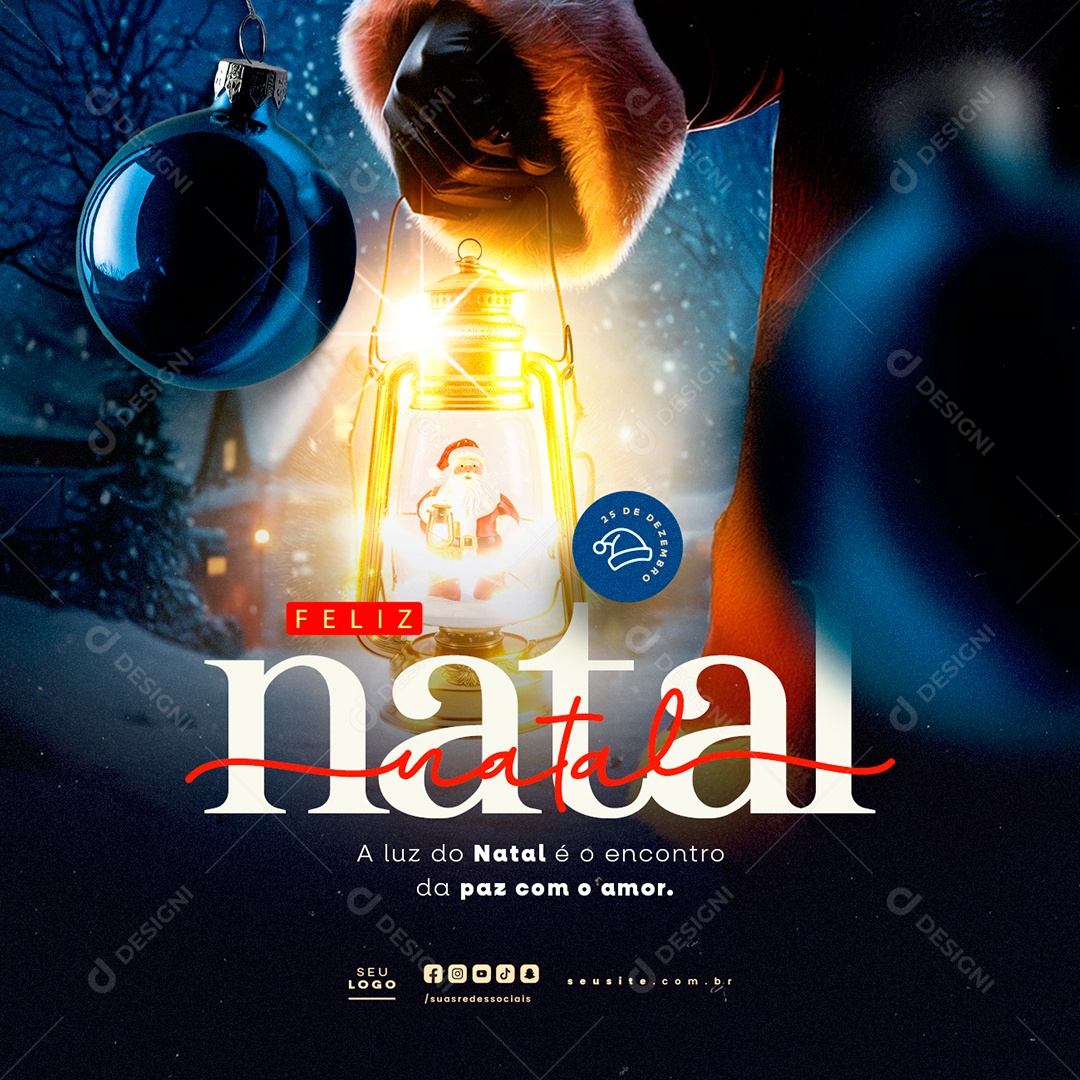 Social Media Feliz Natal 25 de Dezembro PSD Editável