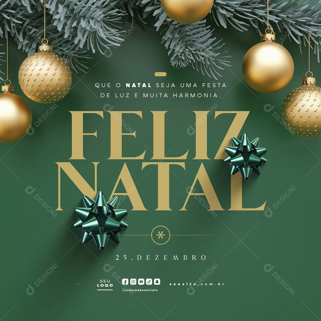 Feliz Natal 25 de Dezembro Social Media PSD Editável