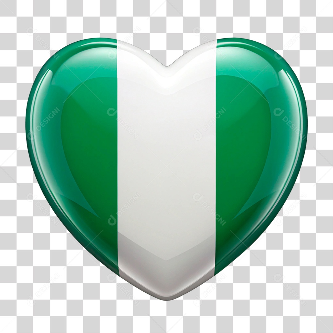 Heart In the Colors of the Flag of Nigeria PNG Transparent