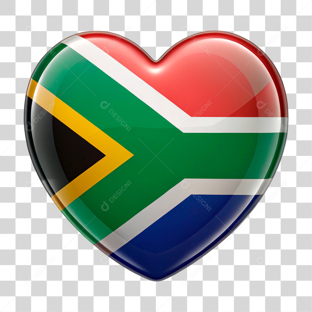 Heart in the Colors of the Flag of South Africa PNG Transparent