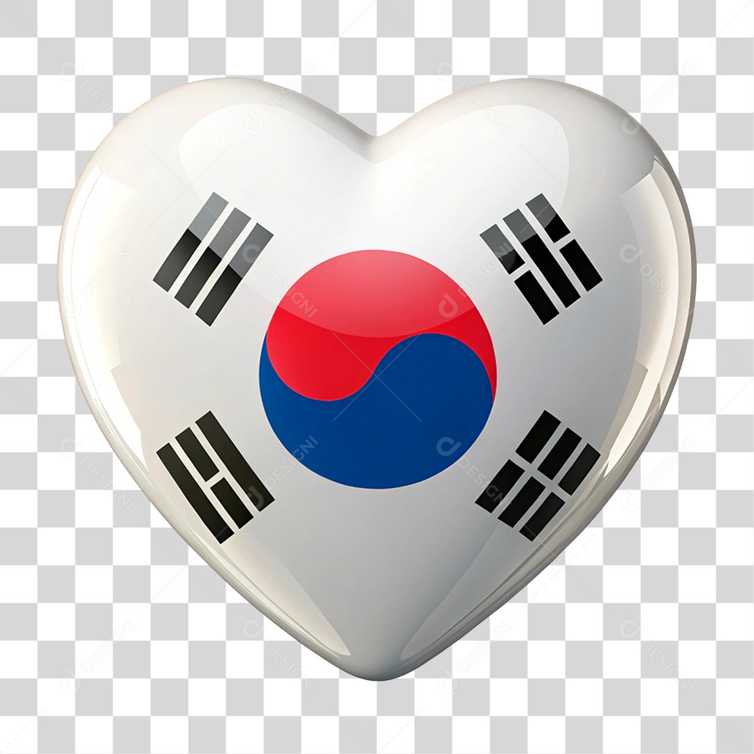 Heart in the Flag Colors of South Korea PNG Transparent