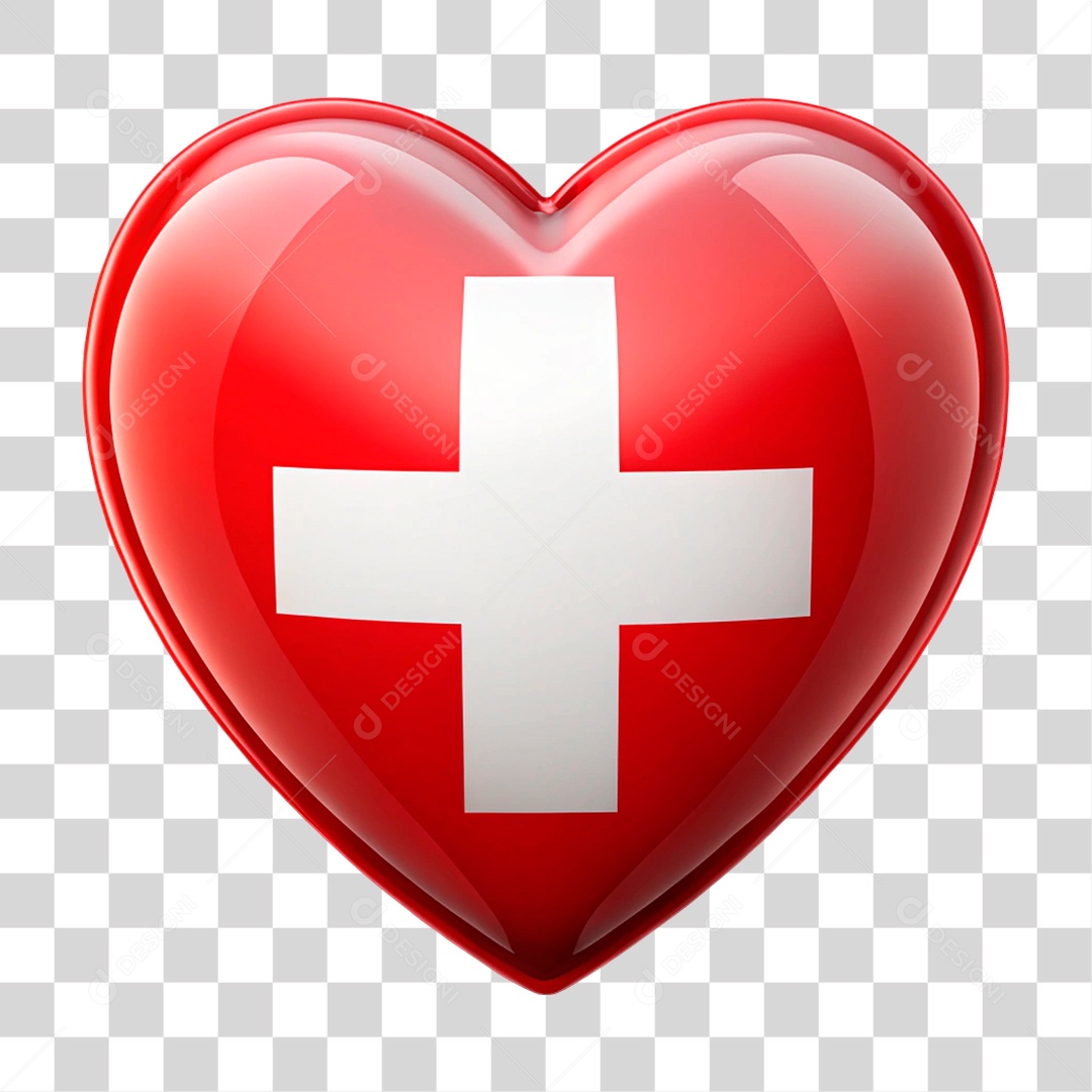 Heart In the Colors of the Flag of Switzerland PNG Transparent