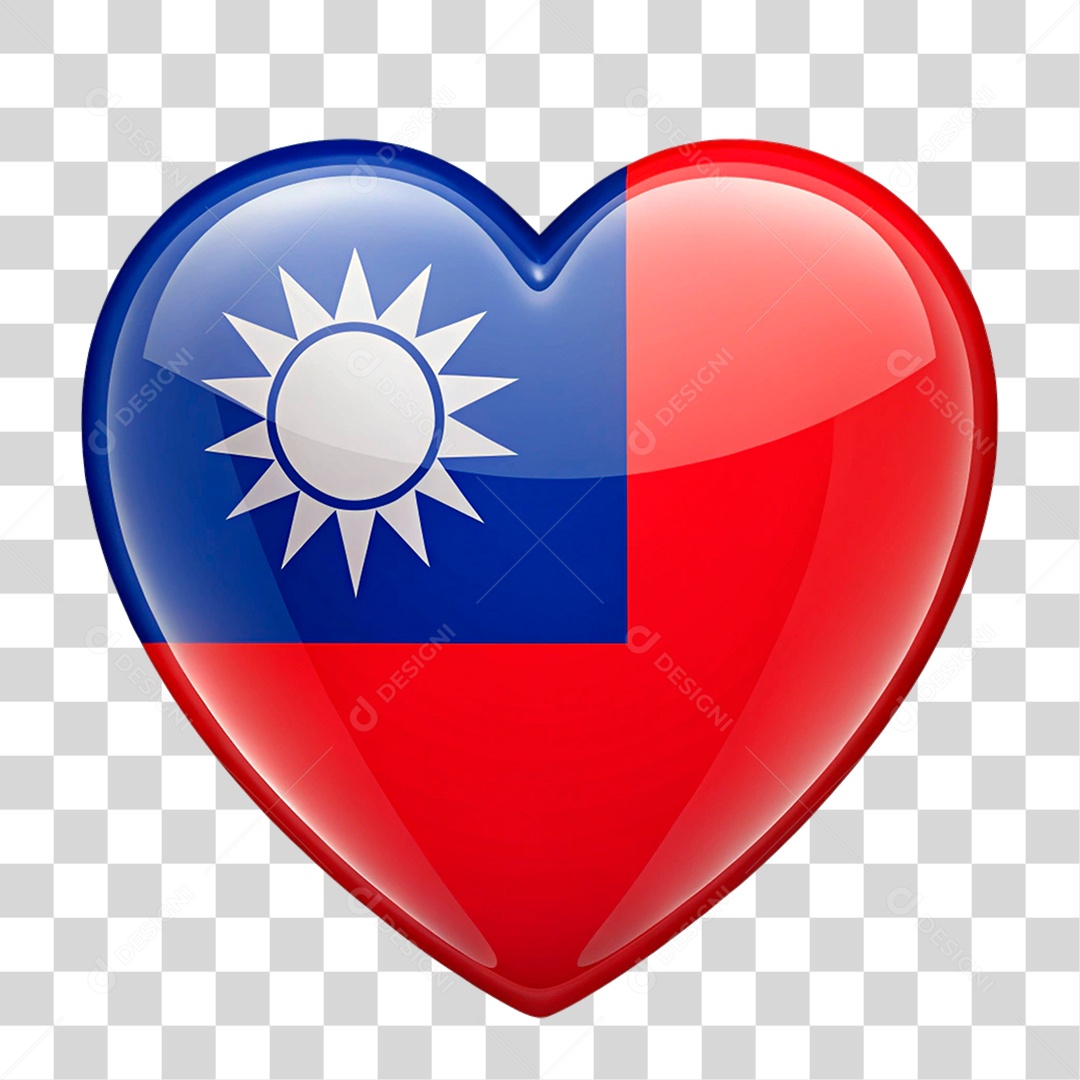 Heart in the Colors of the Flag of Taiwan PNG Transparent