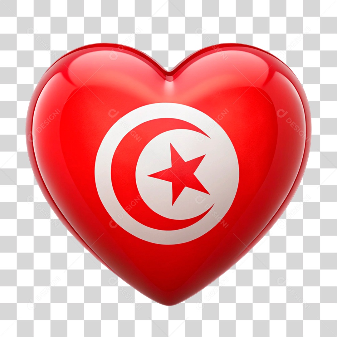 Heart In the Colors of the Flag of Tunisia PNG Transparent