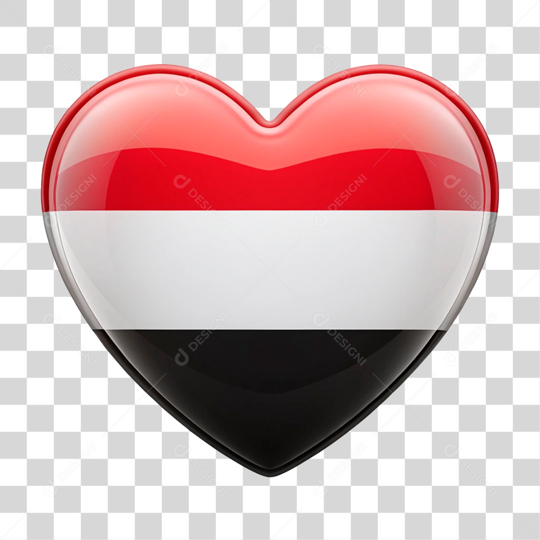 Heart In the Colors of the Flag of Yemen PNG Transparent