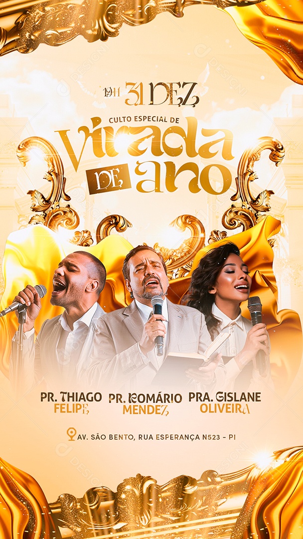 Story Gospel Culto Especial de Virada de Ano Social Media PSD Editável