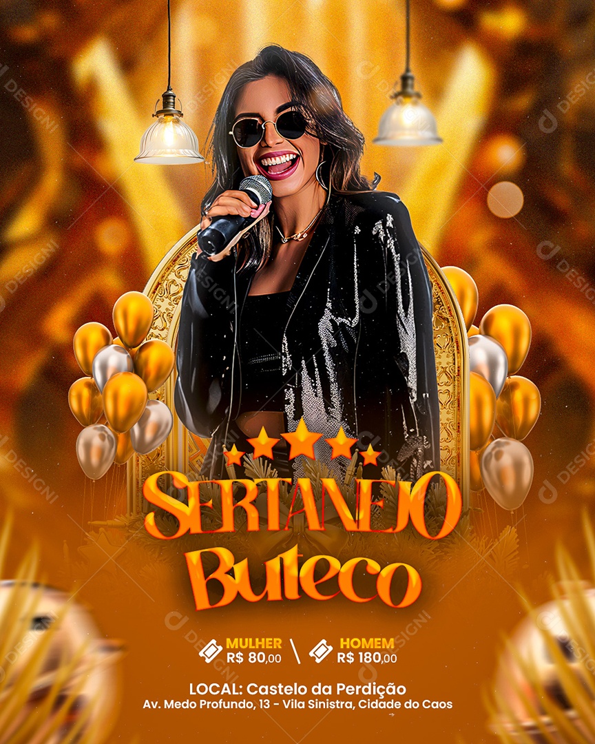 Flyer Ano Novo Sertanejo Buteco Social Media PSD Editável