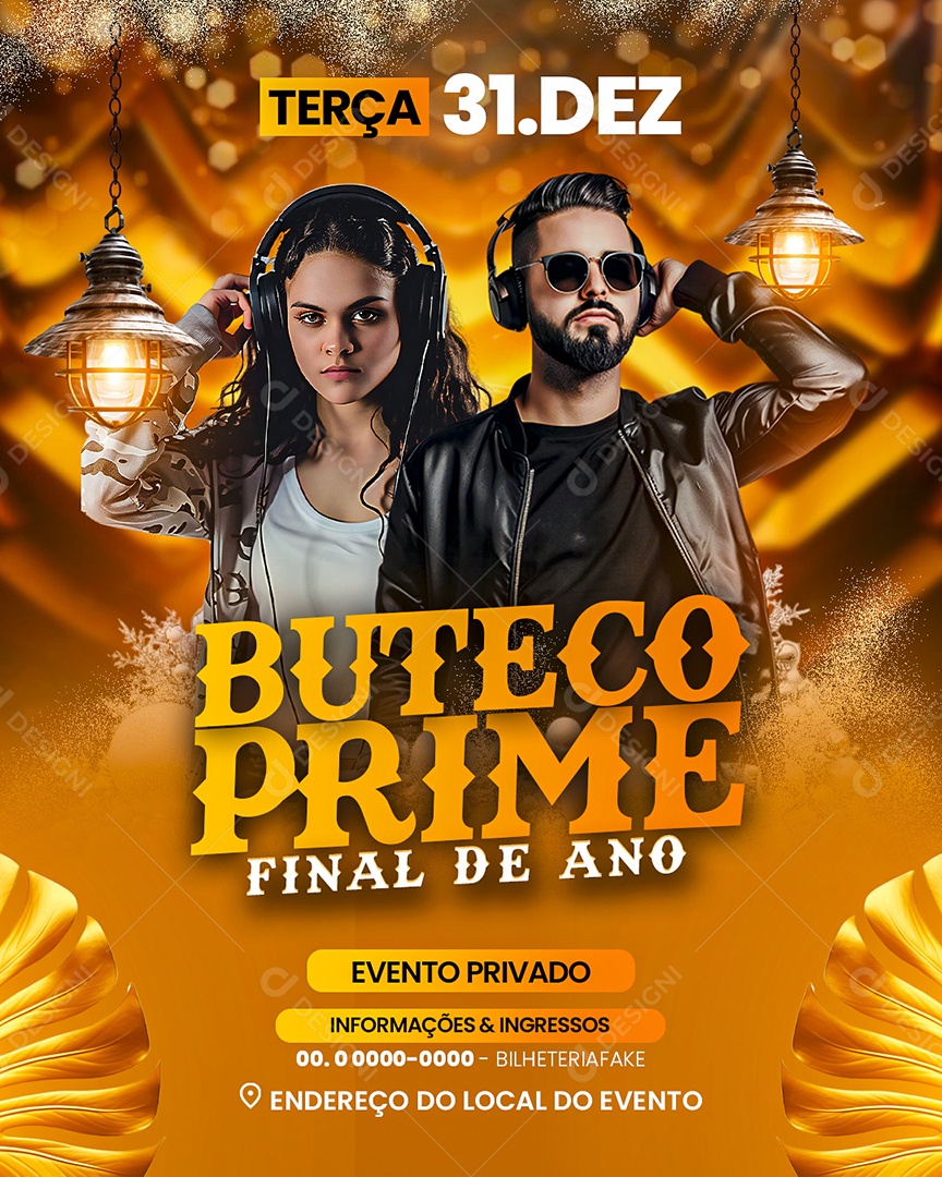 Flyer Ano Novo Buteco Prime Final de Ano Social Media PSD Editável