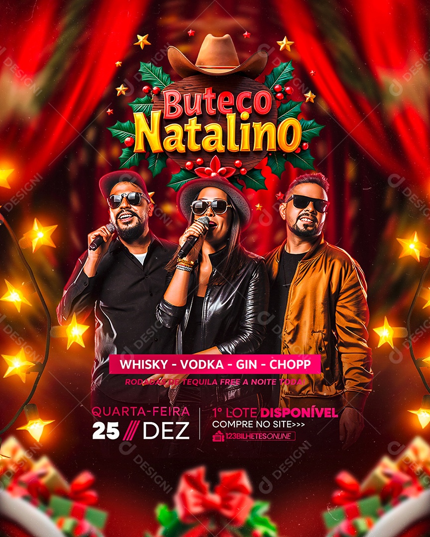 Flyer Natalino Buteco Natalino Social Media PSD Editável