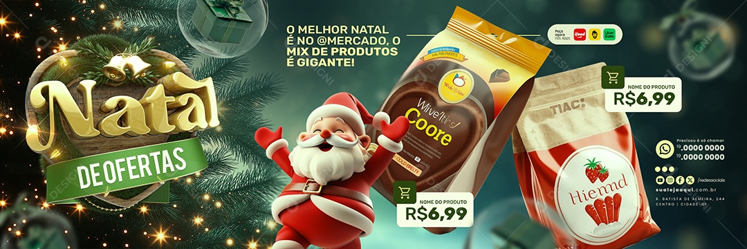 Carrossel Natal de Ofertas Supermercado Produtos Social Media PSD Editável