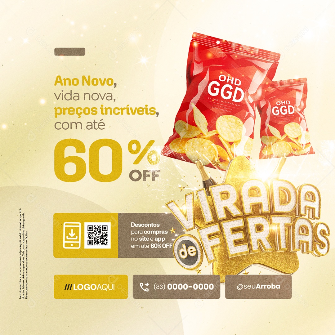 Virada de Ofertas Supermercado Ano Novo Preços Incríveis Social Media PSD Editável