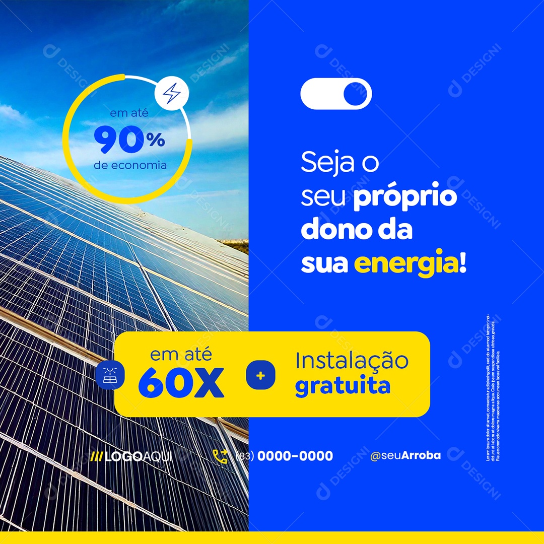 Energia Solar Seja o Seu Próprio Dono da Sua Energia Social Media PSD Editável