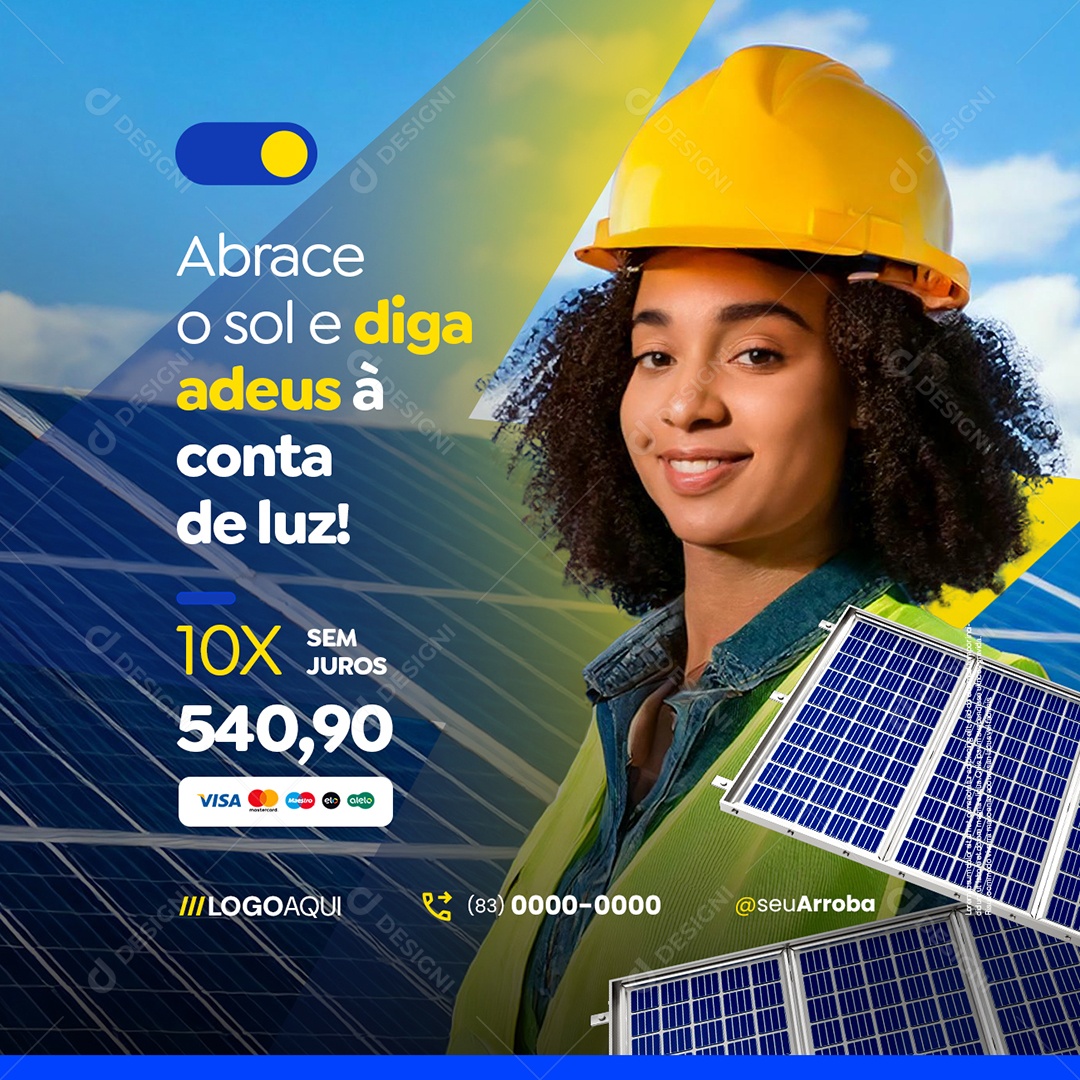 Energia Solar Abrace o Sol e Diga Adeus Social Media PSD Editável