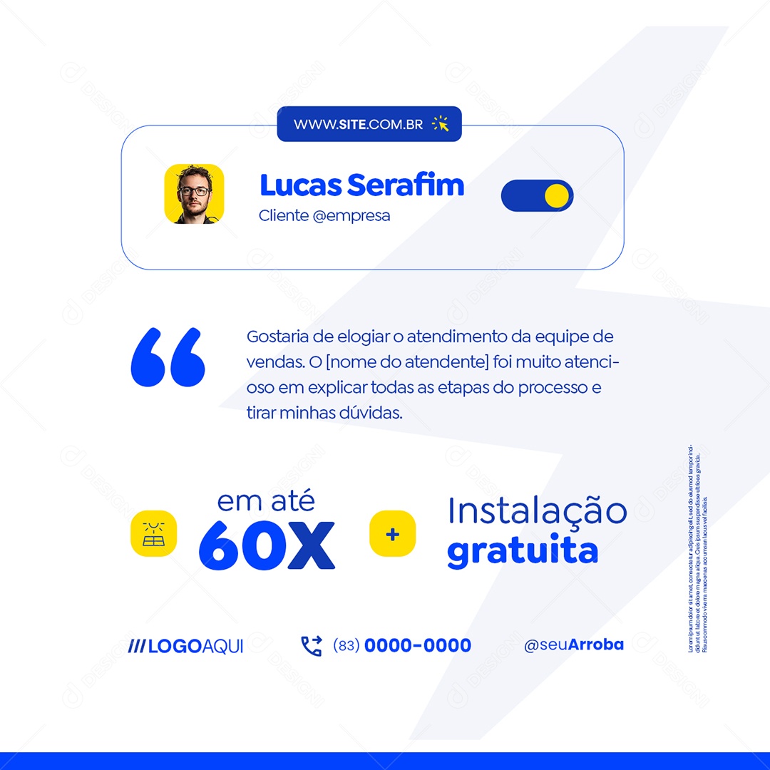 Energia Solar Feedback Instalação Gratuita Social Media PSD Editável