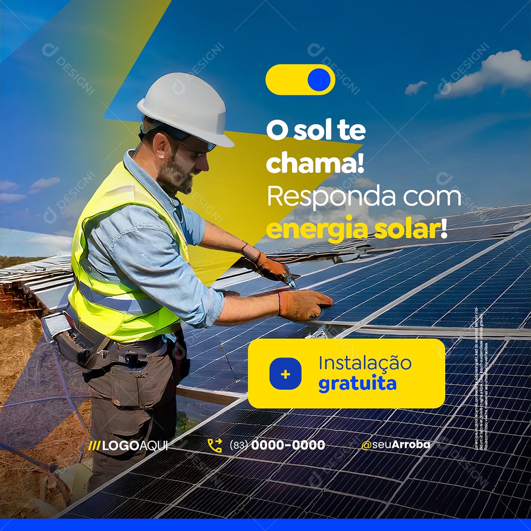 Energia Solar O Sol Te Chama Social Media PSD Editável