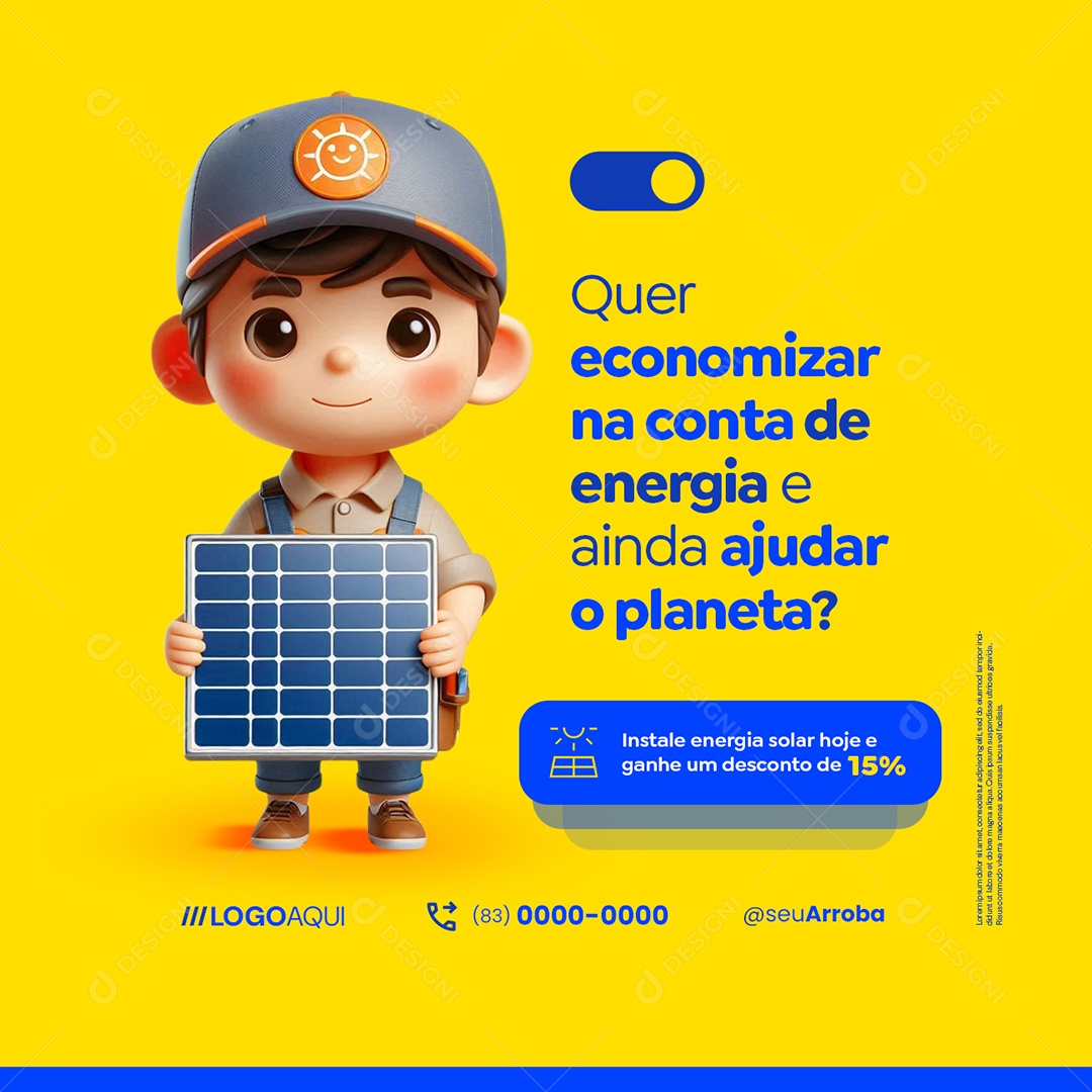 Energia Solar Quer Economizar na Conta de Energia Social Media PSD Editável