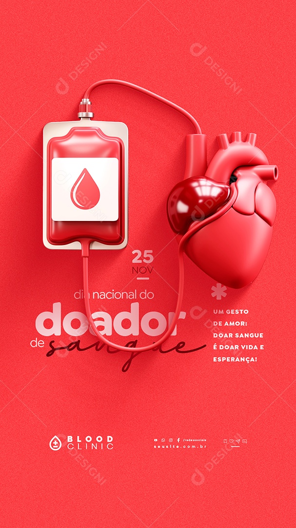 Story Dia Nacional do Doador de Sangue 25 de Novembro Social Media PSD Editável