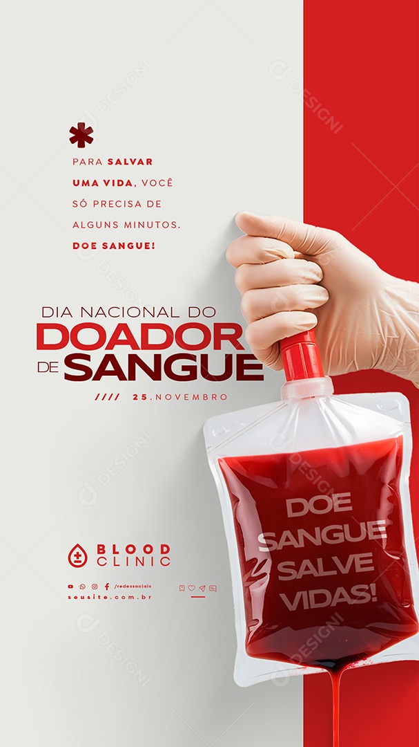 Story  Dia Nacional do Doador de Sangue 25 de Novembro Social Media PSD Editável