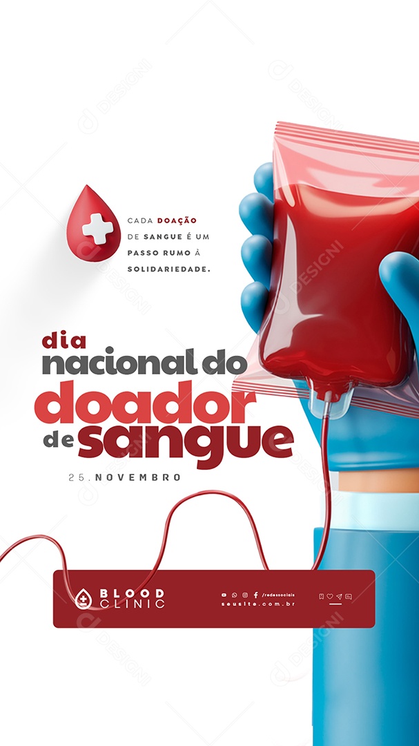 Story Social Media Dia Nacional do Doador de Sangue 25 de Novembro PSD Editável