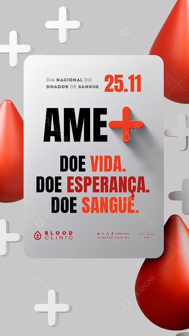 Story Dia Nacional do Doador de Sangue 25 de Novembro Ame Social Media PSD Editável